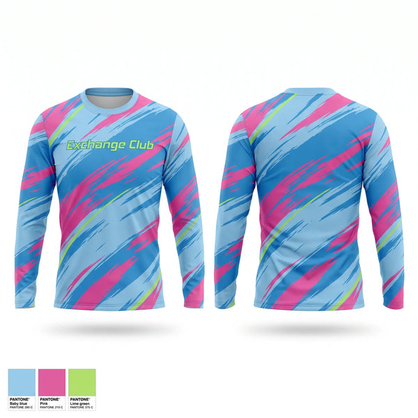 Long Sleeve Performance Shirt, Exchange Club, Baseball, Teamtime, Team time, sublimation, custom sports apparel, team uniforms, spirit wear, spiritwear, sports uniforms, custom shirts, team store, custom team store, fundraiser sports, apparel fundraiser