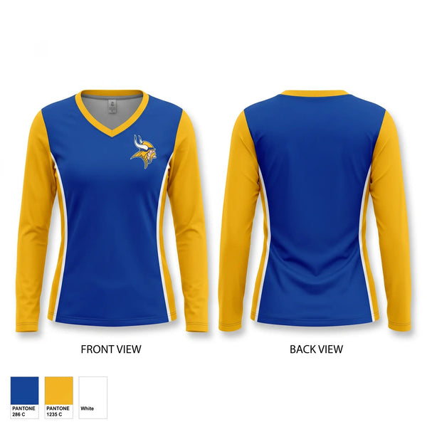 Womens Long Sleeve Vneck Shirt, Hayfield Vikings, Track & Field, Teamtime, Team time, sublimation, custom sports apparel, team uniforms, spirit wear, spiritwear, sports uniforms, custom shirts, team store, custom team store, fundraiser sports, apparel fundraiser