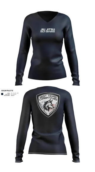 Womens Long Sleeve Vneck Shirt, West Texas Combatives, , Teamtime, Team time, sublimation, custom sports apparel, team uniforms, spirit wear, spiritwear, sports uniforms, custom shirts, team store, custom team store, fundraiser sports, apparel fundraiser