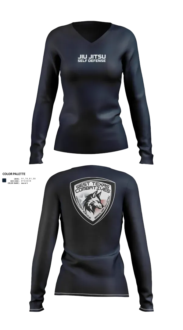 Womens Long Sleeve Vneck Shirt, West Texas Combatives, , Teamtime, Team time, sublimation, custom sports apparel, team uniforms, spirit wear, spiritwear, sports uniforms, custom shirts, team store, custom team store, fundraiser sports, apparel fundraiser