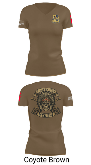 Womens Short Sleeve Vneck Shirt, 1-105th cavalry, Army, Teamtime, Team time, sublimation, custom sports apparel, team uniforms, spirit wear, spiritwear, sports uniforms, custom shirts, team store, custom team store, fundraiser sports, apparel fundraiser