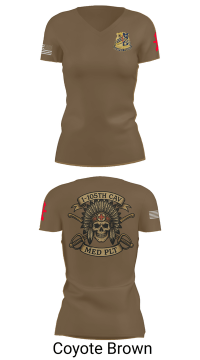 1-105th cavalry 36351622 Women's Short Sleeve V-neck Shirt - 8