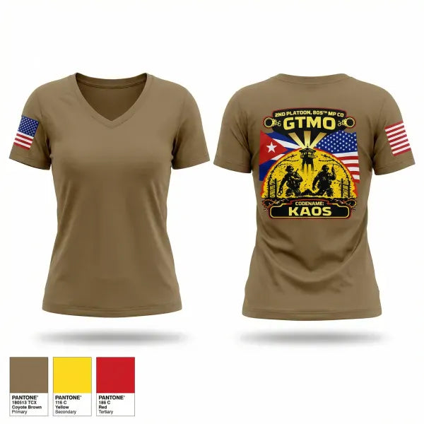 Womens Short Sleeve Vneck Shirt, 805th MP CO, 2nd Platoon, Army, Teamtime, Team time, sublimation, custom sports apparel, team uniforms, spirit wear, spiritwear, sports uniforms, custom shirts, team store, custom team store, fundraiser sports, apparel fundraiser