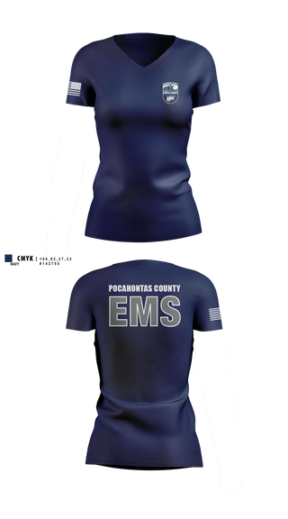 Womens Short Sleeve Vneck Shirt, Pocahontas County EMS, EMS/EMT, Teamtime, Team time, sublimation, custom sports apparel, team uniforms, spirit wear, spiritwear, sports uniforms, custom shirts, team store, custom team store, fundraiser sports, apparel fundraiser