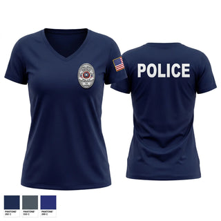 Womens Short Sleeve Vneck Shirt, Palm Valley Police Department, Police, Teamtime, Team time, sublimation, custom sports apparel, team uniforms, spirit wear, spiritwear, sports uniforms, custom shirts, team store, custom team store, fundraiser sports, apparel fundraiser