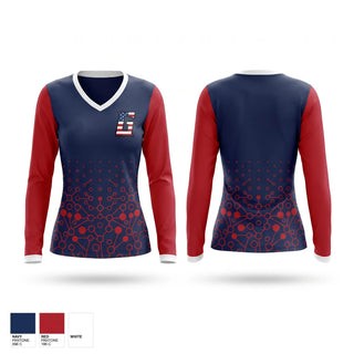 Womens Long Sleeve Vneck Shirt, Patriots, , Teamtime, Team time, sublimation, custom sports apparel, team uniforms, spirit wear, spiritwear, sports uniforms, custom shirts, team store, custom team store, fundraiser sports, apparel fundraiser
