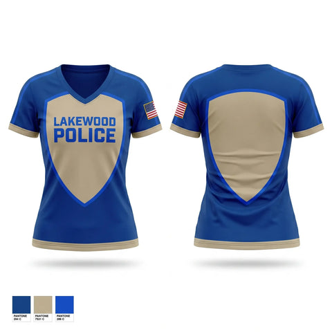 Womens Short Sleeve Vneck Shirt, Lakewood Police, Police, Teamtime, Team time, sublimation, custom sports apparel, team uniforms, spirit wear, spiritwear, sports uniforms, custom shirts, team store, custom team store, fundraiser sports, apparel fundraiser