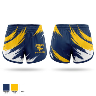Womens Shorts, Pioneers, Wrestling, Teamtime, Team time, sublimation, custom sports apparel, team uniforms, spirit wear, spiritwear, sports uniforms, custom shirts, team store, custom team store, fundraiser sports, apparel fundraiser