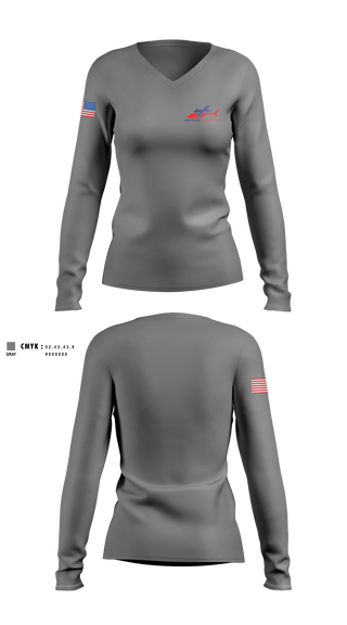 Womens Long Sleeve Vneck Shirt, Air Evac Lifeteam, EMS/EMT, Teamtime, Team time, sublimation, custom sports apparel, team uniforms, spirit wear, spiritwear, sports uniforms, custom shirts, team store, custom team store, fundraiser sports, apparel fundraiser