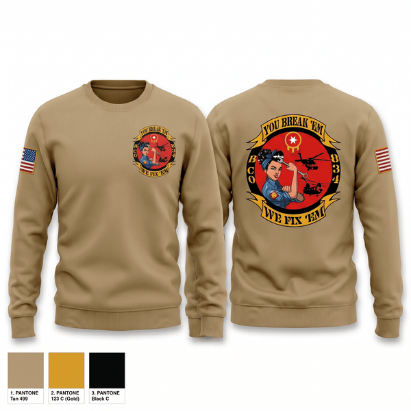 Crew Neck Sweatshirt, B-Co 834th ASB, National Guard, Teamtime, Team time, sublimation, custom sports apparel, team uniforms, spirit wear, spiritwear, sports uniforms, custom shirts, team store, custom team store, fundraiser sports, apparel fundraiser