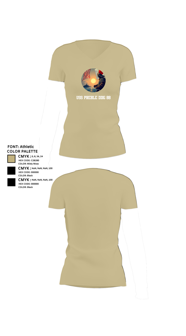 Womens Short Sleeve Vneck Shirt, Uss Preble DDG 88, , Teamtime, Team time, sublimation, custom sports apparel, team uniforms, spirit wear, spiritwear, sports uniforms, custom shirts, team store, custom team store, fundraiser sports, apparel fundraiser