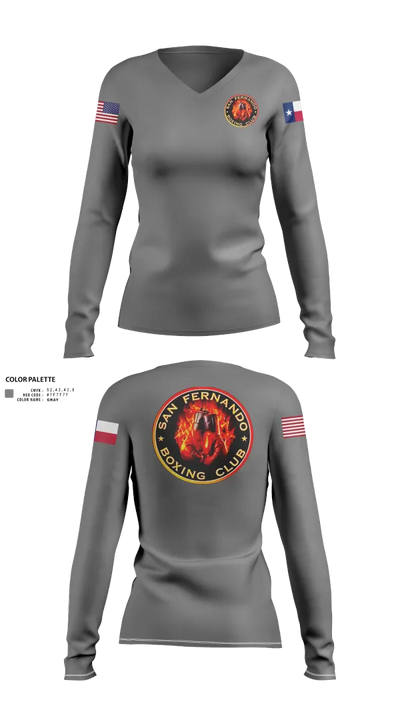 San Fernando Boxing Club 92427997 Women's Long Sleeve V-neck Shirt - 50