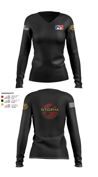 Womens Long Sleeve Vneck Shirt, H2F STORM, Army, Teamtime, Team time, sublimation, custom sports apparel, team uniforms, spirit wear, spiritwear, sports uniforms, custom shirts, team store, custom team store, fundraiser sports, apparel fundraiser
