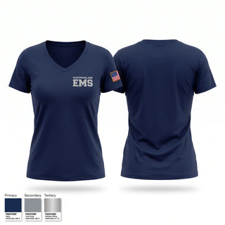 Womens Short Sleeve Vneck Shirt, Westmoreland  EMS, EMS/EMT, Teamtime, Team time, sublimation, custom sports apparel, team uniforms, spirit wear, spiritwear, sports uniforms, custom shirts, team store, custom team store, fundraiser sports, apparel fundraiser
