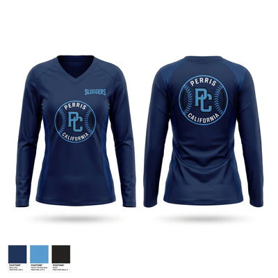Sluggers Women's Long Sleeve V-neck Shirt - 1