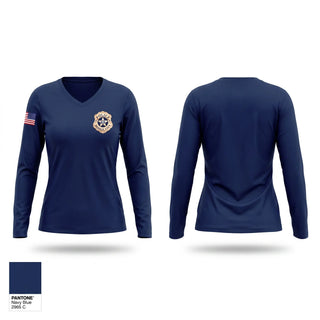 Womens Long Sleeve Vneck Shirt, Dodge City Police Department, Police, Teamtime, Team time, sublimation, custom sports apparel, team uniforms, spirit wear, spiritwear, sports uniforms, custom shirts, team store, custom team store, fundraiser sports, apparel fundraiser