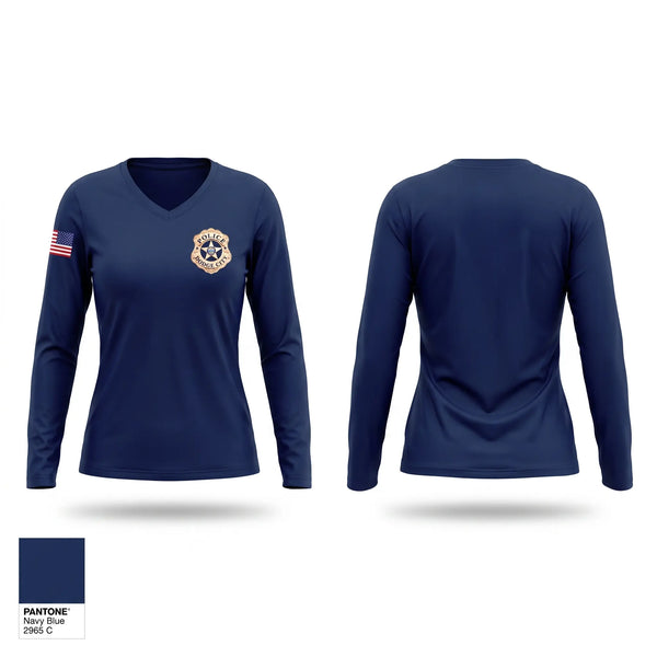 Womens Long Sleeve Vneck Shirt, Dodge City Police Department, Police, Teamtime, Team time, sublimation, custom sports apparel, team uniforms, spirit wear, spiritwear, sports uniforms, custom shirts, team store, custom team store, fundraiser sports, apparel fundraiser