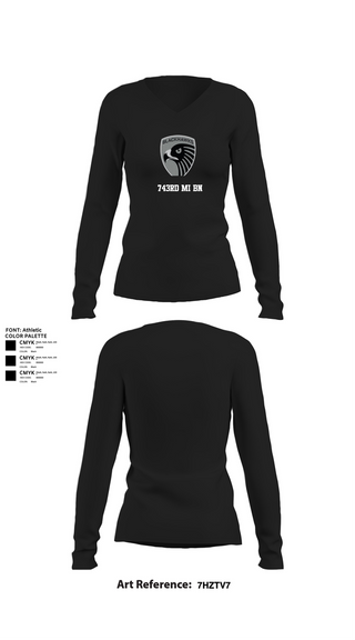Womens Long Sleeve Vneck Shirt, 743rd MI BN, , Teamtime, Team time, sublimation, custom sports apparel, team uniforms, spirit wear, spiritwear, sports uniforms, custom shirts, team store, custom team store, fundraiser sports, apparel fundraiser