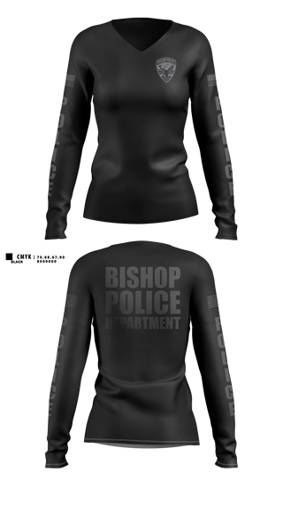 Womens Long Sleeve Vneck Shirt, Bishop Police Department, Police, Teamtime, Team time, sublimation, custom sports apparel, team uniforms, spirit wear, spiritwear, sports uniforms, custom shirts, team store, custom team store, fundraiser sports, apparel fundraiser