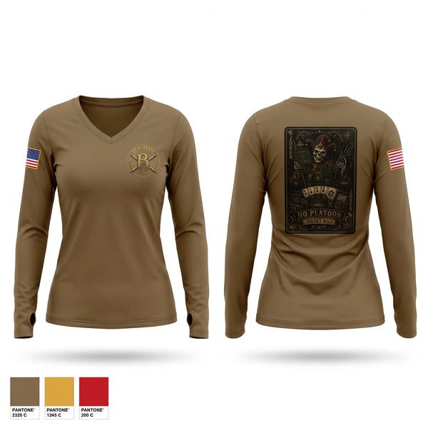 Womens Long Sleeve Vneck Shirt, B 1-10FA, Army, Teamtime, Team time, sublimation, custom sports apparel, team uniforms, spirit wear, spiritwear, sports uniforms, custom shirts, team store, custom team store, fundraiser sports, apparel fundraiser