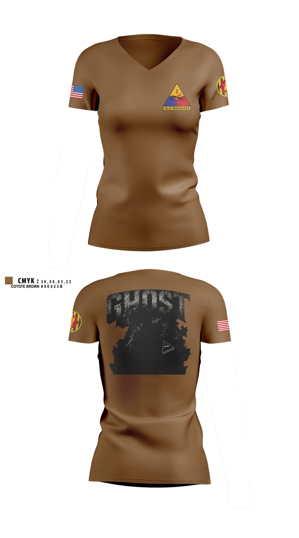 Womens Short Sleeve Vneck Shirt, 2ND PLT Ghosts, Army, Teamtime, Team time, sublimation, custom sports apparel, team uniforms, spirit wear, spiritwear, sports uniforms, custom shirts, team store, custom team store, fundraiser sports, apparel fundraiser