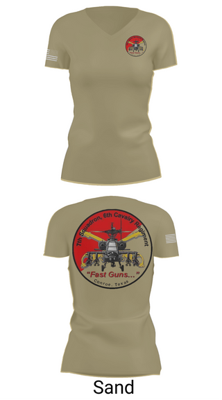 Womens Short Sleeve Vneck Shirt, 7th Squadron, Sixth Cavalry Regiment, , Teamtime, Team time, sublimation, custom sports apparel, team uniforms, spirit wear, spiritwear, sports uniforms, custom shirts, team store, custom team store, fundraiser sports, apparel fundraiser