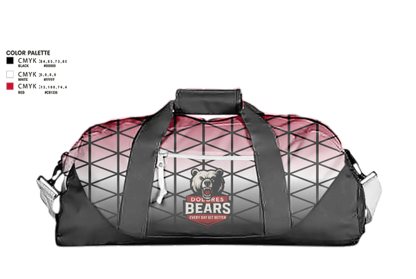 Duffle Bag, Dolores Bears, Men's Basketball, Teamtime, Team time, sublimation, custom sports apparel, team uniforms, spirit wear, spiritwear, sports uniforms, custom shirts, team store, custom team store, fundraiser sports, apparel fundraiser