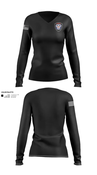 Womens Long Sleeve Vneck Shirt, Cadets, Police, Teamtime, Team time, sublimation, custom sports apparel, team uniforms, spirit wear, spiritwear, sports uniforms, custom shirts, team store, custom team store, fundraiser sports, apparel fundraiser