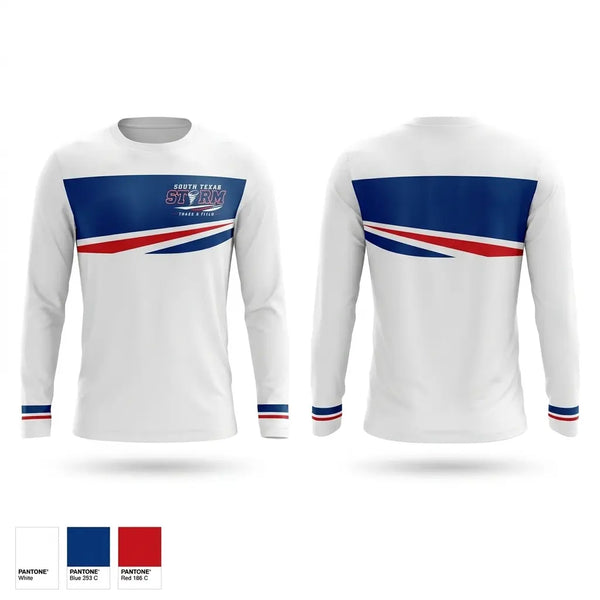 Long Sleeve Performance Shirt, SOUTH TEXAS STORM, Track & Field, Teamtime, Team time, sublimation, custom sports apparel, team uniforms, spirit wear, spiritwear, sports uniforms, custom shirts, team store, custom team store, fundraiser sports, apparel fundraiser