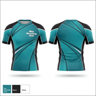 Short Sleeve Rash Guard Shirt, Milo Wrestling Club, Wrestling, Teamtime, Team time, sublimation, custom sports apparel, team uniforms, spirit wear, spiritwear, sports uniforms, custom shirts, team store, custom team store, fundraiser sports, apparel fundraiser