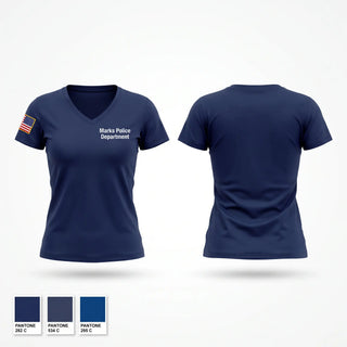 Womens Short Sleeve Vneck Shirt, Marks Police Department, Police, Teamtime, Team time, sublimation, custom sports apparel, team uniforms, spirit wear, spiritwear, sports uniforms, custom shirts, team store, custom team store, fundraiser sports, apparel fundraiser