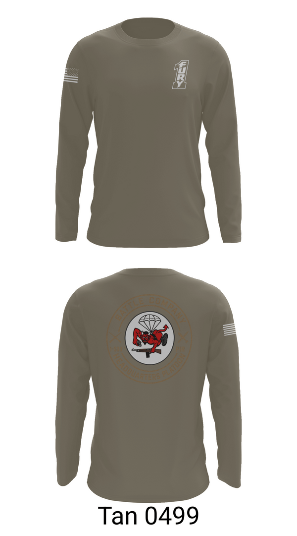 Long Sleeve Performance Shirt, BATTLE COMPANY 1-508PIR, Army, Teamtime, Team time, sublimation, custom sports apparel, team uniforms, spirit wear, spiritwear, sports uniforms, custom shirts, team store, custom team store, fundraiser sports, apparel fundraiser