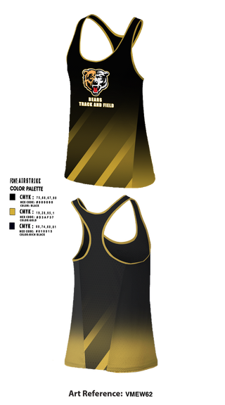 Tank Top, Bears, Track & Field, Teamtime, Team time, sublimation, custom sports apparel, team uniforms, spirit wear, spiritwear, sports uniforms, custom shirts, team store, custom team store, fundraiser sports, apparel fundraiser
