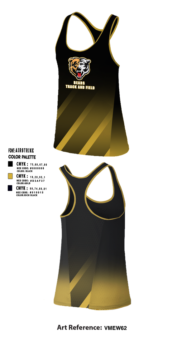 Tank Top, Bears, Track & Field, Teamtime, Team time, sublimation, custom sports apparel, team uniforms, spirit wear, spiritwear, sports uniforms, custom shirts, team store, custom team store, fundraiser sports, apparel fundraiser