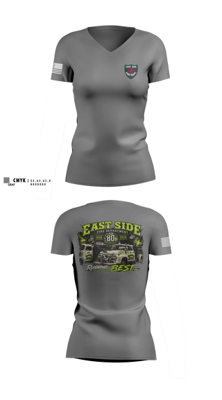 Womens Short Sleeve Vneck Shirt, East Side Fire Department (Belleville), Fire Department, Teamtime, Team time, sublimation, custom sports apparel, team uniforms, spirit wear, spiritwear, sports uniforms, custom shirts, team store, custom team store, fundraiser sports, apparel fundraiser