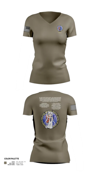 Womens Short Sleeve Vneck Shirt, Fort Leonard Wood Basic Military Police Schoolhouse Instructors & Faculty, , Teamtime, Team time, sublimation, custom sports apparel, team uniforms, spirit wear, spiritwear, sports uniforms, custom shirts, team store, custom team store, fundraiser sports, apparel fundraiser