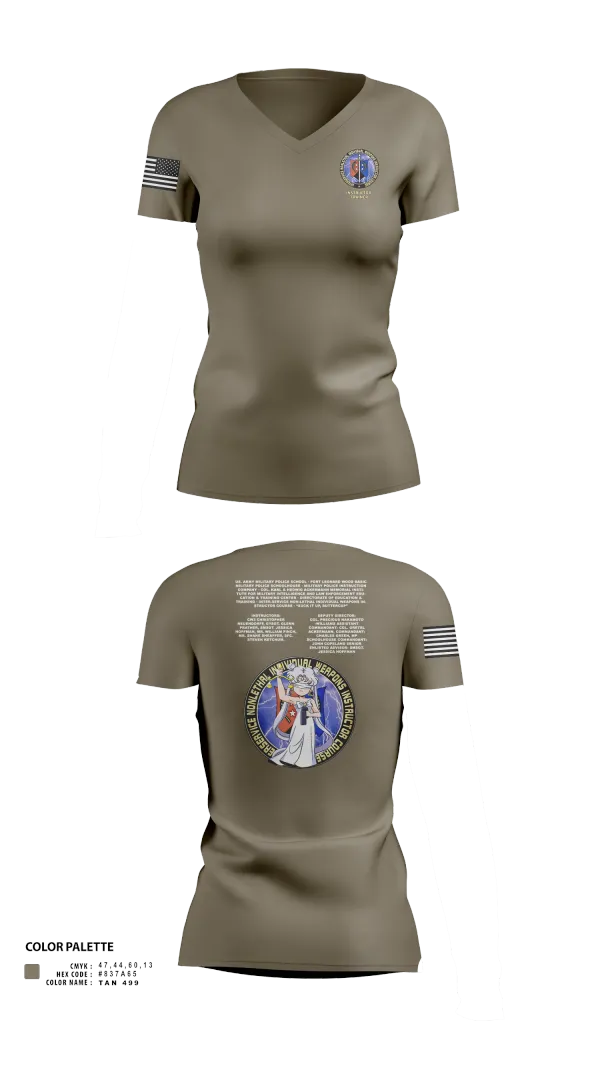 Womens Short Sleeve Vneck Shirt, Fort Leonard Wood Basic Military Police Schoolhouse Instructors & Faculty, , Teamtime, Team time, sublimation, custom sports apparel, team uniforms, spirit wear, spiritwear, sports uniforms, custom shirts, team store, custom team store, fundraiser sports, apparel fundraiser