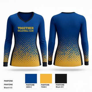 Womens Long Sleeve Vneck Shirt, Together Volleyball Club, Women's Volleyball, Teamtime, Team time, sublimation, custom sports apparel, team uniforms, spirit wear, spiritwear, sports uniforms, custom shirts, team store, custom team store, fundraiser sports, apparel fundraiser
