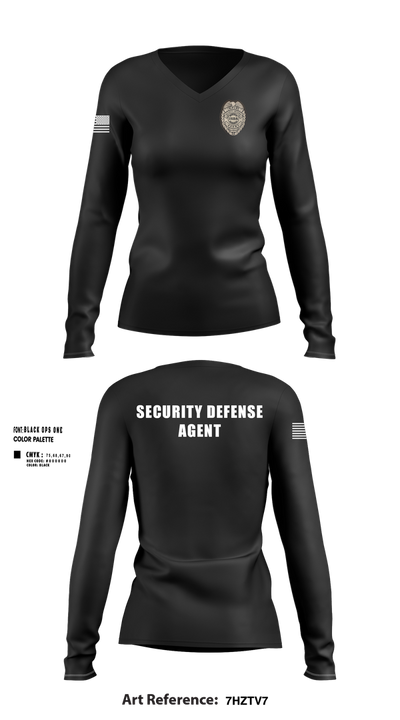 IMMUNE Security Defense Agency 11960591 Women's Long Sleeve V-neck Shirt - 42
