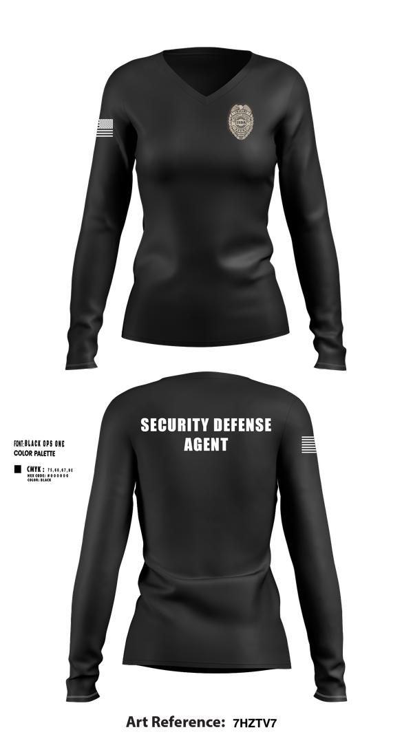 Womens Long Sleeve Vneck Shirt, IMMUNE Security Defense Agency, , Teamtime, Team time, sublimation, custom sports apparel, team uniforms, spirit wear, spiritwear, sports uniforms, custom shirts, team store, custom team store, fundraiser sports, apparel fundraiser