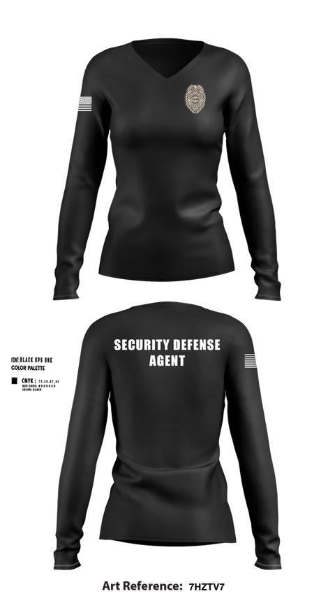 Womens Long Sleeve Vneck Shirt, IMMUNE Security Defense Agency, , Teamtime, Team time, sublimation, custom sports apparel, team uniforms, spirit wear, spiritwear, sports uniforms, custom shirts, team store, custom team store, fundraiser sports, apparel fundraiser