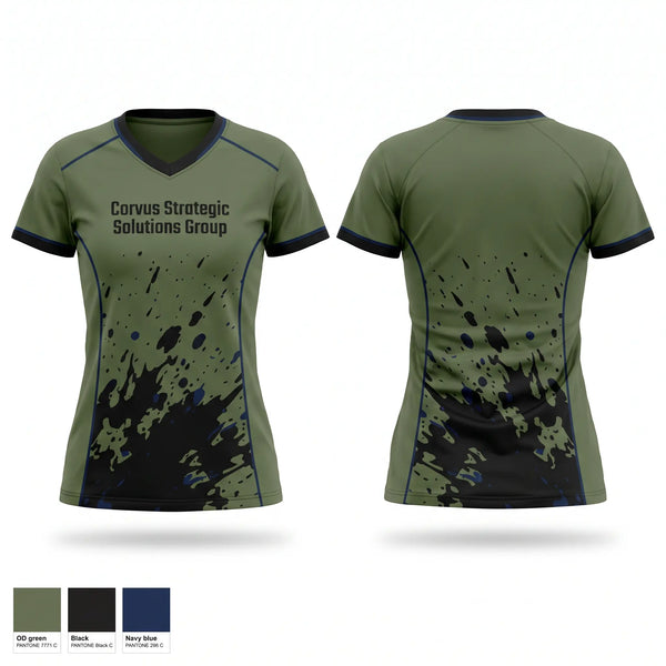 Womens Short Sleeve Vneck Shirt, Corvus Strategic Solutions Group, , Teamtime, Team time, sublimation, custom sports apparel, team uniforms, spirit wear, spiritwear, sports uniforms, custom shirts, team store, custom team store, fundraiser sports, apparel fundraiser