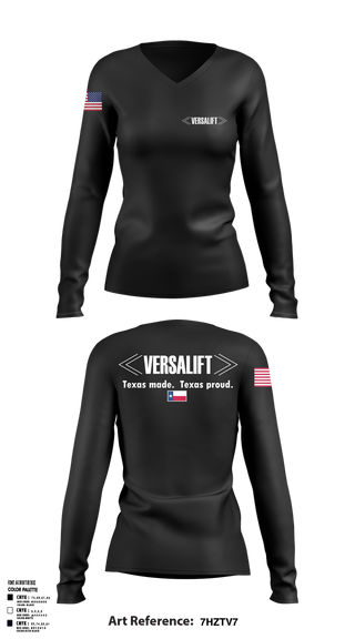 Womens Long Sleeve Vneck Shirt, Versalift, , Teamtime, Team time, sublimation, custom sports apparel, team uniforms, spirit wear, spiritwear, sports uniforms, custom shirts, team store, custom team store, fundraiser sports, apparel fundraiser