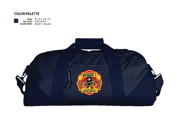 Duffle Bag, Camden city fire department, rescue 1, Fire Department, Teamtime, Team time, sublimation, custom sports apparel, team uniforms, spirit wear, spiritwear, sports uniforms, custom shirts, team store, custom team store, fundraiser sports, apparel fundraiser