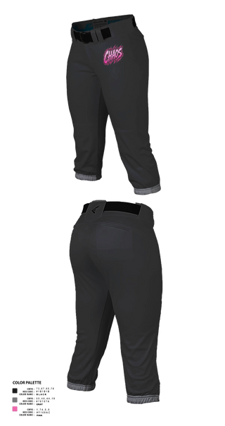 Softball Pants, Chaos, Softball, Teamtime, Team time, sublimation, custom sports apparel, team uniforms, spirit wear, spiritwear, sports uniforms, custom shirts, team store, custom team store, fundraiser sports, apparel fundraiser