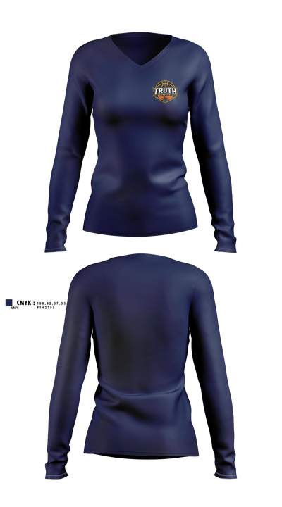 Truth Basketball Women's Long Sleeve V-neck Shirt - 3