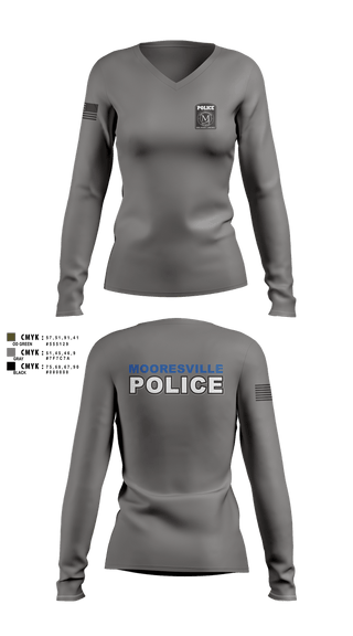 Womens Long Sleeve Vneck Shirt, Mooresville Police Department, Police, Teamtime, Team time, sublimation, custom sports apparel, team uniforms, spirit wear, spiritwear, sports uniforms, custom shirts, team store, custom team store, fundraiser sports, apparel fundraiser