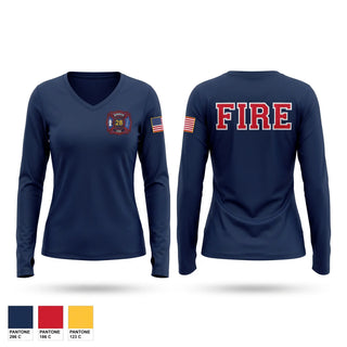 Womens Long Sleeve Vneck Shirt, bangor b crew, Fire Department, Teamtime, Team time, sublimation, custom sports apparel, team uniforms, spirit wear, spiritwear, sports uniforms, custom shirts, team store, custom team store, fundraiser sports, apparel fundraiser
