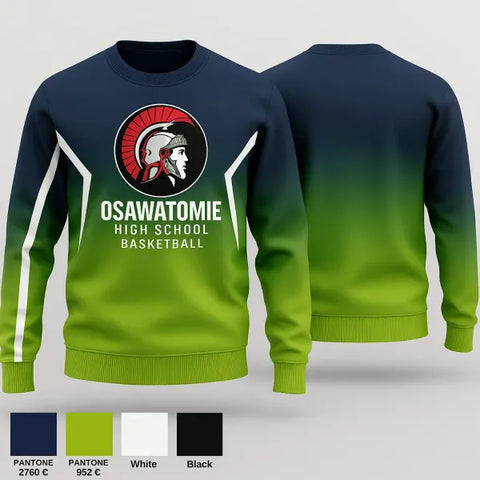 Crew Neck Sweatshirt, Osawatomie High School Basketball, Women's Basketball, Teamtime, Team time, sublimation, custom sports apparel, team uniforms, spirit wear, spiritwear, sports uniforms, custom shirts, team store, custom team store, fundraiser sports, apparel fundraiser