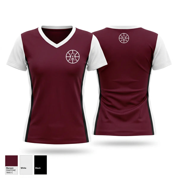 Womens Short Sleeve Vneck Shirt, Auburn Maroons, Men's Basketball, Teamtime, Team time, sublimation, custom sports apparel, team uniforms, spirit wear, spiritwear, sports uniforms, custom shirts, team store, custom team store, fundraiser sports, apparel fundraiser